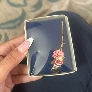 Gold Tone Strawberry Shortcake Necklace